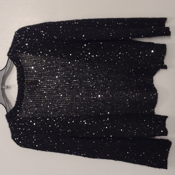 NWOT H&M Divided Black Knit Sequins Shrug Sweater Cardigan Size Small Size 4 - Picture 10 of 16